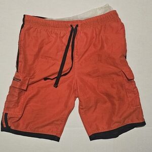 Men's Orange and Black U.S. Polo Assn Swim/Volley Shorts